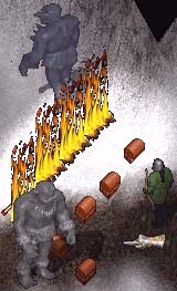 Battling ice trolls in Ice Dungeon.