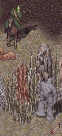Using archery to combat earth elementals in Shame Dungeon.