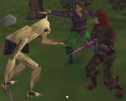 Vanidar and Elenlanta fighting a drudge prowler.